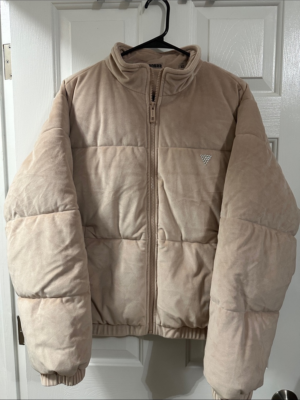 Guess Women's Suede-Look Puffer Jacket in Taupe